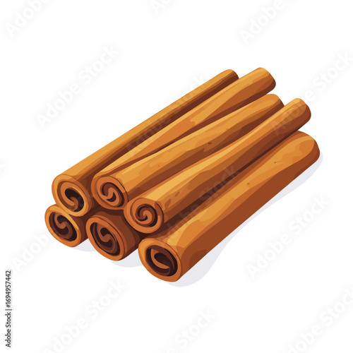 Cinnamon, 2D isometric flat cartoon vector illustration isolated on white background.