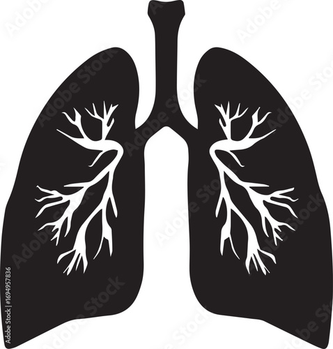 Human lungs silhouette vector illustration