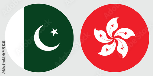 hong kong and pakistan circular flag on a grey background