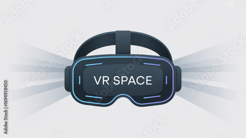 Vr headset with the words vr space on the front, symbolizing virtual reality and immersive technology