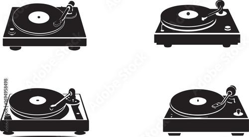 Retro record player silhouette on a clean background