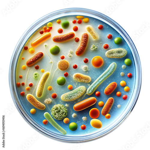 Petri dish with bacteria isolated on transparent background, microbiology research PNG, laboratory science