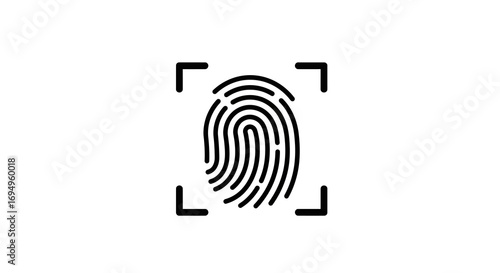 Minimalist fingerprint icon in linear style for security and identity themes