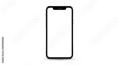 Realistic blank smartphone screen mockup with shadow on white background