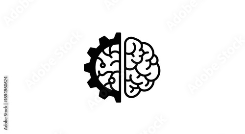 Half brain half gear symbolizing artificial intelligence and human mind