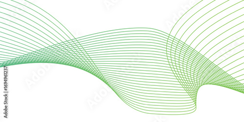 Abstract green wave background with smooth lines and digital texture design