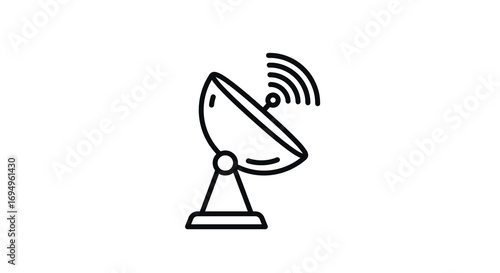 Minimalist linear satellite dish icon for communication design