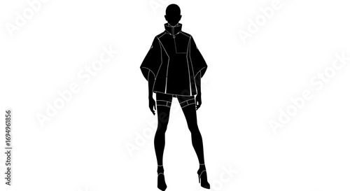 Stylish female silhouette in modern fashionable outfit