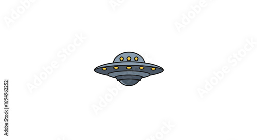 Futuristic ufo spaceship in minimalistic cartoon style