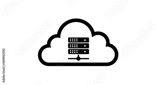 Cloud technology icon featuring minimalist server and network symbol