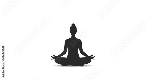 Serene silhouette of woman in meditation pose for yoga and tranquility themes