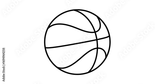 Minimalist black and white basketball outline art