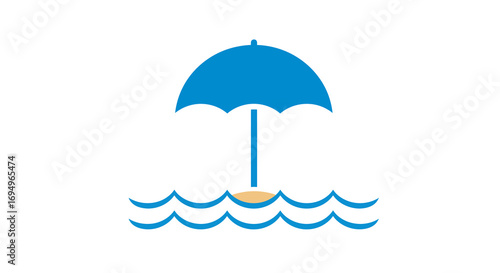 Minimalistic beach umbrella symbol with waves
