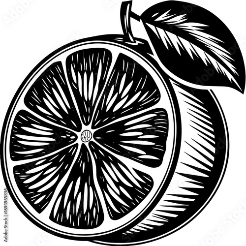 vector illustration of an orange on a white background 