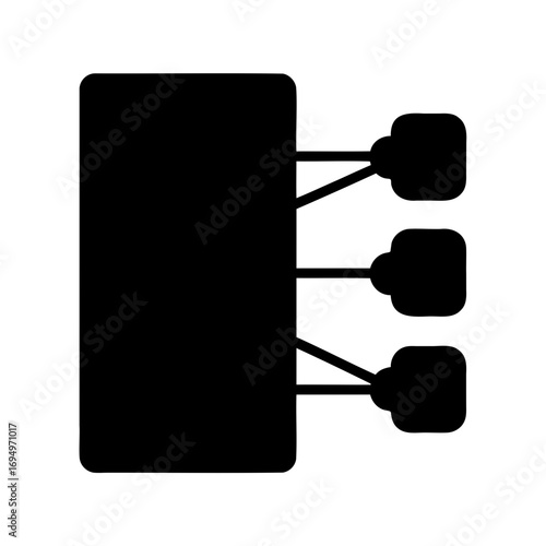 Hierarchical structure diagram showcasing server and nodes and network visualization icon