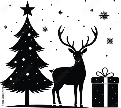 Christmas deer village design deer vector silhouette art illustration