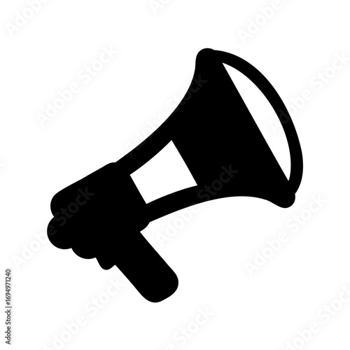 Silhouette of a megaphone speaker, symbolizing communication, marketing and announcements
