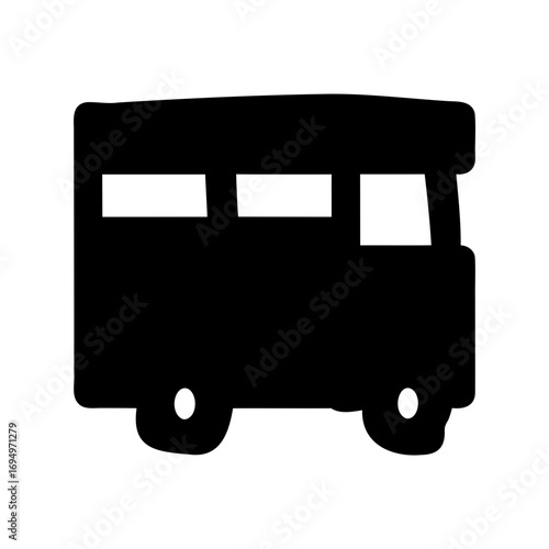 Cartoon silhouette of a retro style recreational vehicle or travel bus