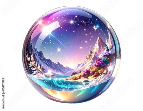 Firefly_-Crystal ball with sparkles, transparent PNG