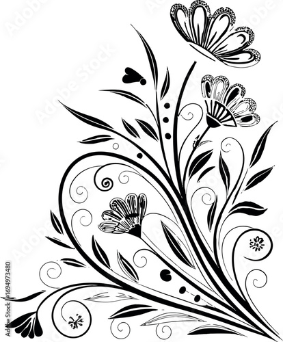 Abstract Vintage Floral Frame Design