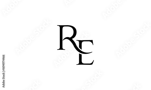 RE initial letters, monogram logo
