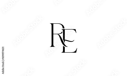 RE initial letters, monogram logo
