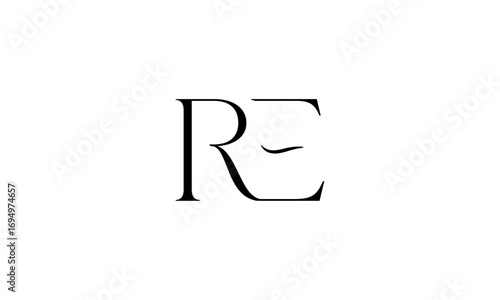 RE initial letters, monogram logo