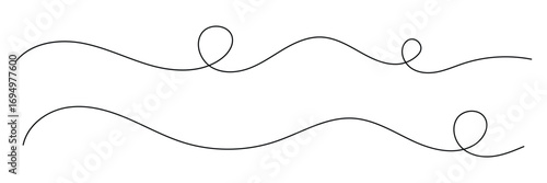 Curved line collection. Set of curly abstract pattern. Looping squiggle wave and curve lines. Decorative swirls and wave borders. Vector illustrator