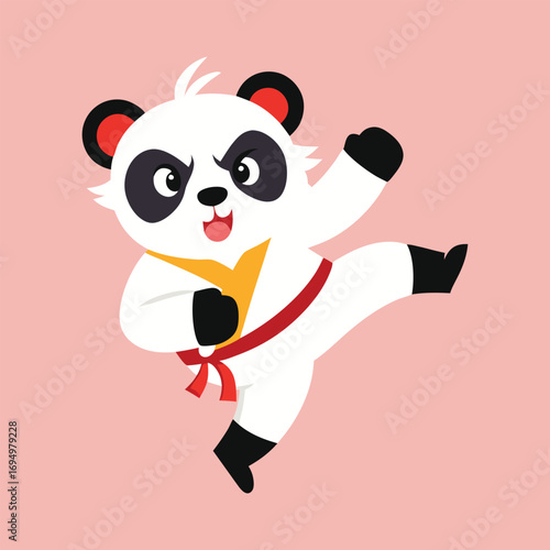 Panda Martial Arts Cartoon Character Illustration