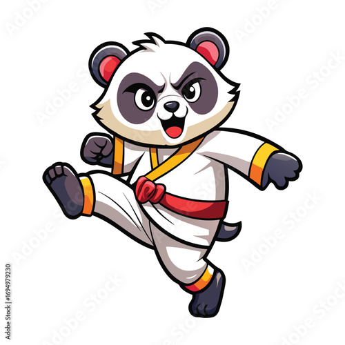 Karate Panda Cartoon Mascot Vector Design