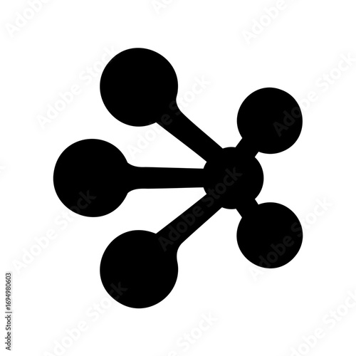 Black and White Molecular Structure Design with Interconnected Nodes and Lines