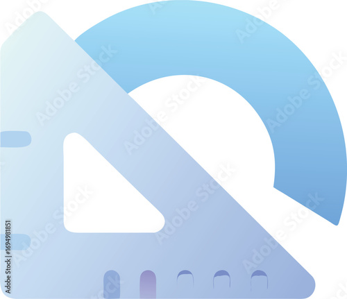 Blue protractor and ruler abstract design geometric