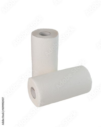 two rolls of paper towels on an isolated background