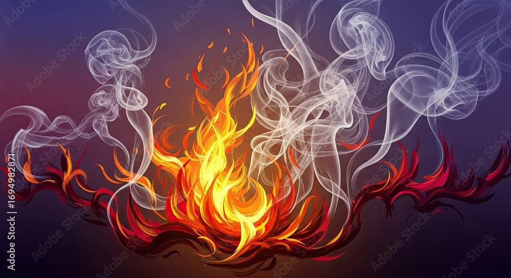 Fototapeta premium Ethereal Fire Smoke Abstract Art 