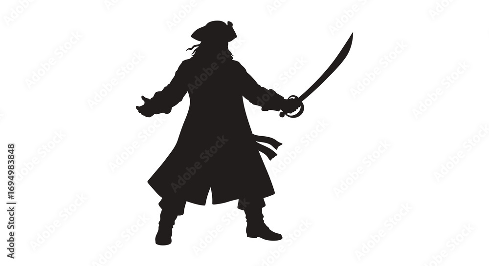 Fototapeta premium a pirate holding sword with dramatic pose silhouette
