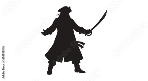 a pirate holding sword with dramatic pose silhouette