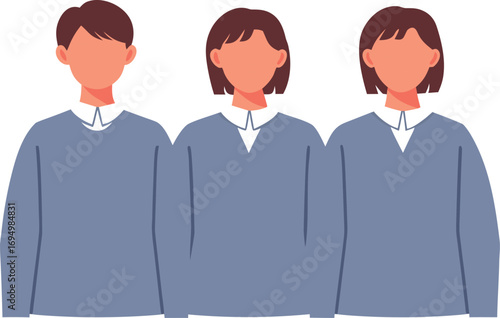 Editable Flat Vector Illustration of Unified Team Presenting Collaborative Front Embracing Anonymity and Teamwork.