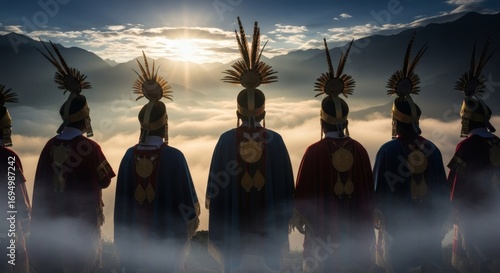 Ancient Inca Priests Performing Sacred Ritual Above the Clouds at Sunrise – Andean Spiritual Ceremony
