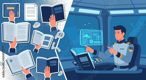 Navigating Knowledge: A Conceptual Illustration of Learning and Space Exploration Journey