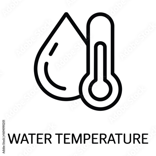 Water temperature indicator with thermometer and drop showing temperature measurement for liquid level check silhouette