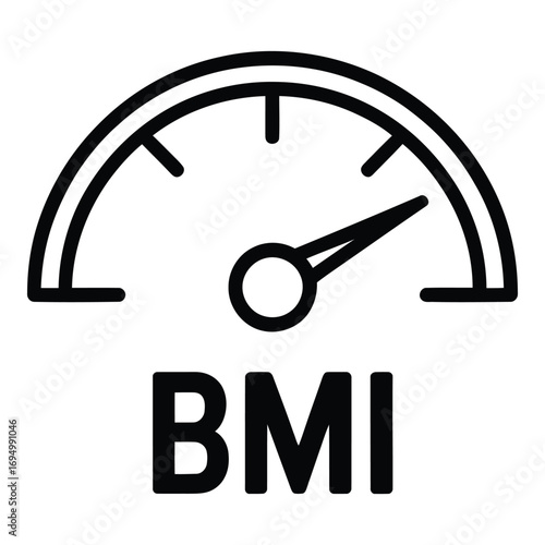 Body mass index bmi measurement gauge icon for health and fitness tracking and weight management guide silhouette