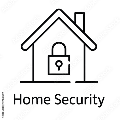 House with padlock representing home security and protection from theft and burglary risks at home silhouette