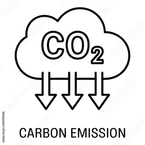 Carbon dioxide emissions impact on the environment and climate change with greenhouse gases effect silhouette