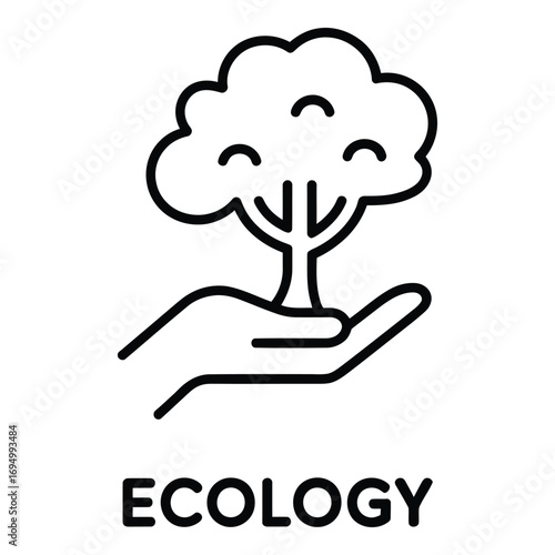 Ecology concept with tree in hand showing environmental protection and sustainability focus design silhouette