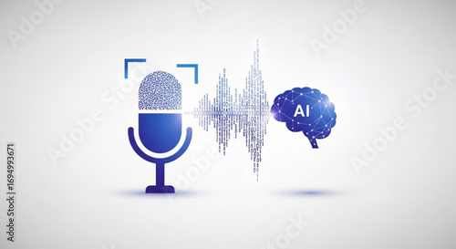 Ai powered voice recognition technology for audio processing and speech analysis innovation concept
