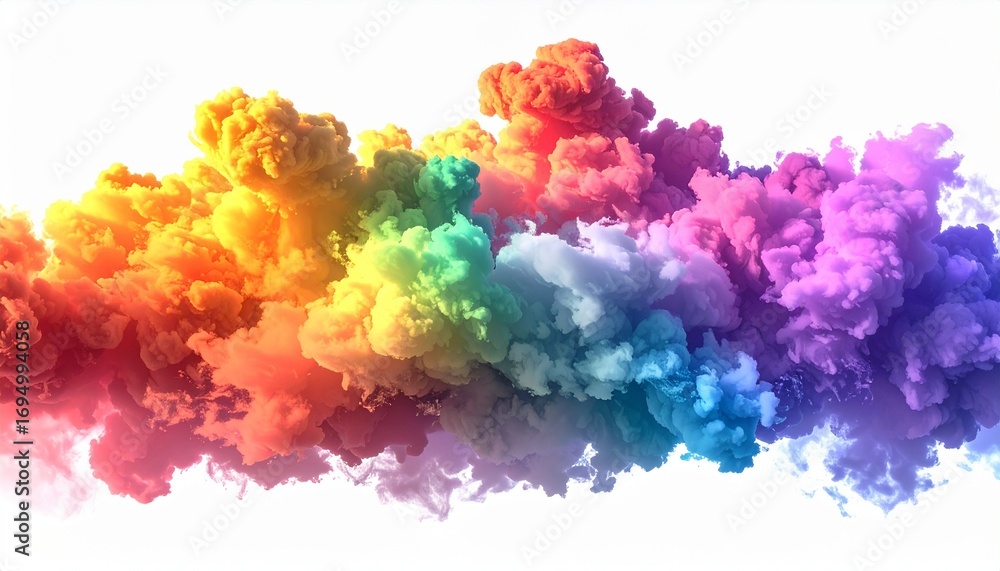 Fototapeta premium Vibrant Rainbow Ink Cloud Abstract Background.