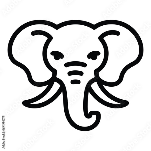 Elephant head outline icon illustration vector design simple minimal style animal face drawing 96 char silhouette