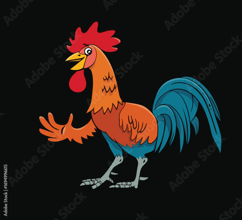 Funny Crazy Cartoon Chickens vector Illustration Set