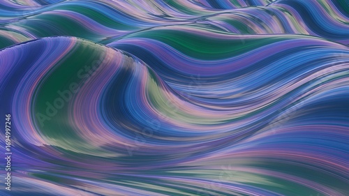 Wallpaper Mural Abstract waves in a gradient of blue, green, and purple. Torontodigital.ca