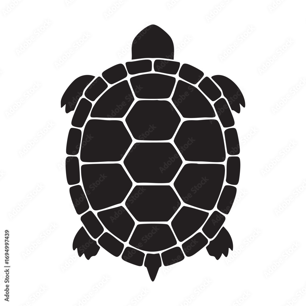 Obraz premium Stylized Silhouette of a Turtle with Geometric Shell Design An Artful Depiction of Marine Life and Nature